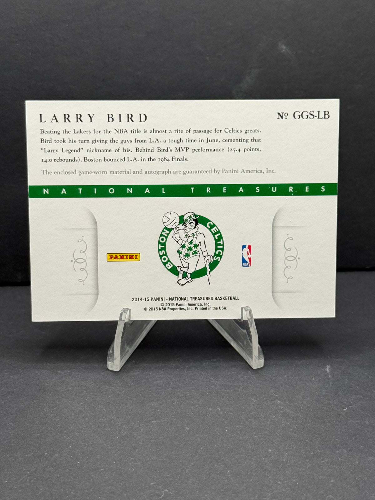 2015 Panini National Treasures Larry Bird #GGS-LB Auto Patch /25 Memorabilia