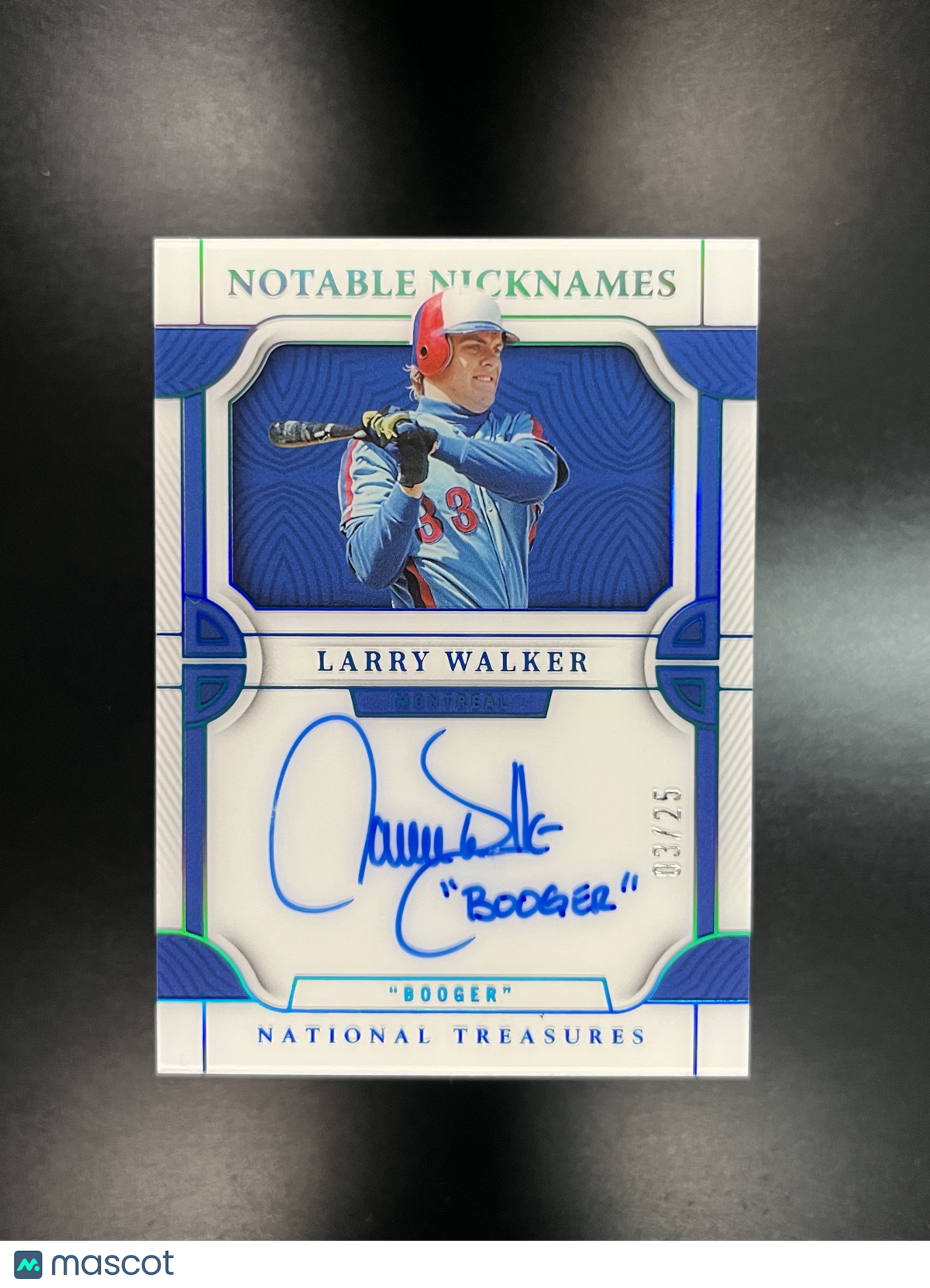 2023 Panini National Treasures Larry Walker Inscription Auto /25 #NN-LW