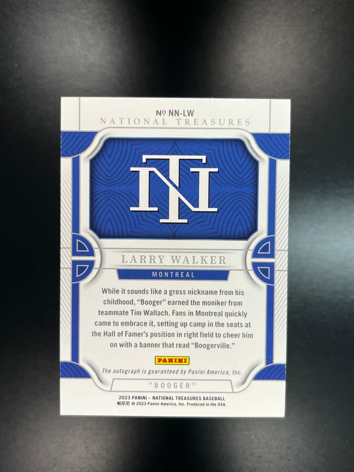 2023 Panini National Treasures Larry Walker Inscription Auto /25 #NN-LW