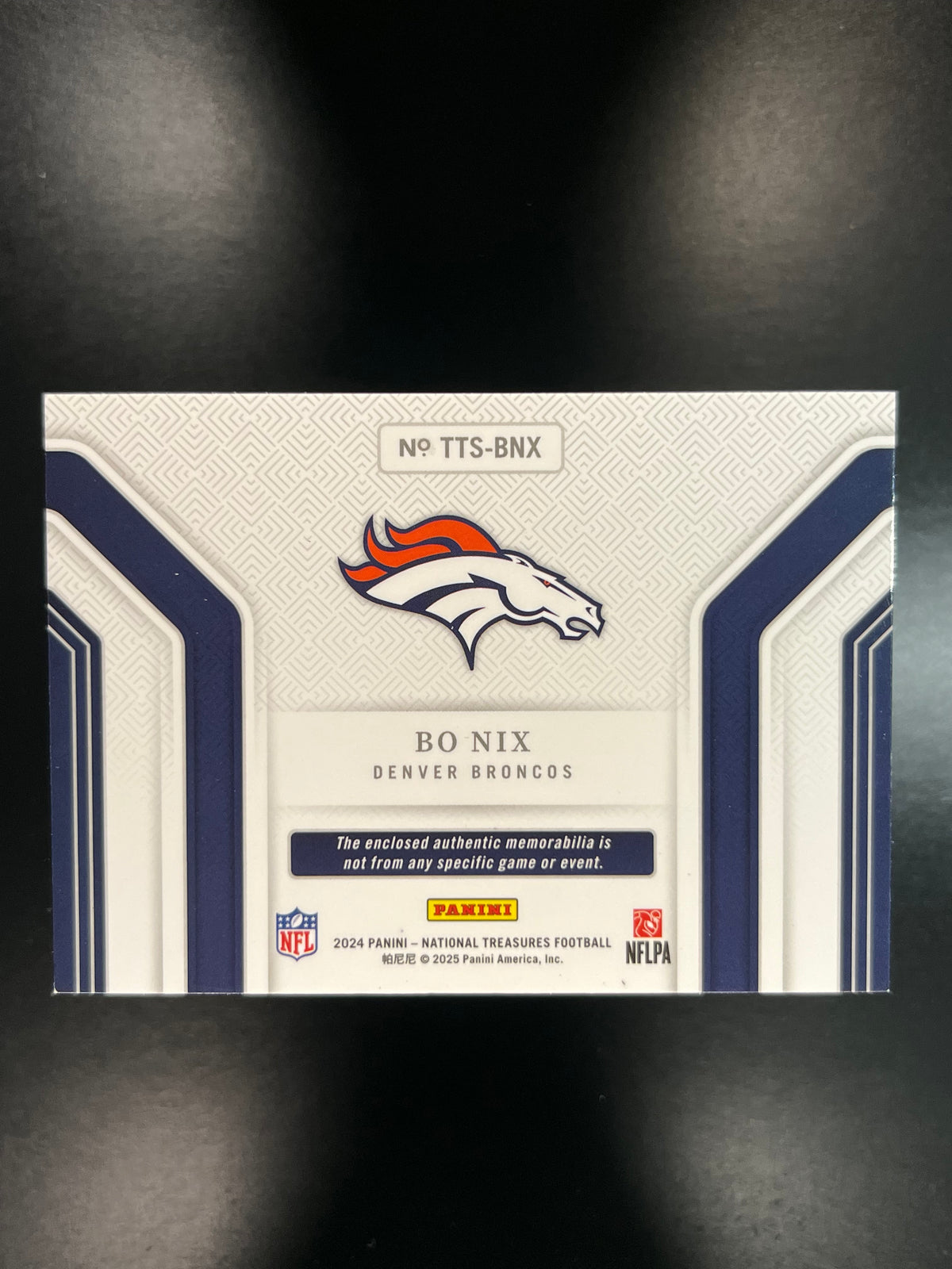 2025 Panini National Treasures Bo Nix #TTS-BNX Tremendous /99 RC Memorabilia