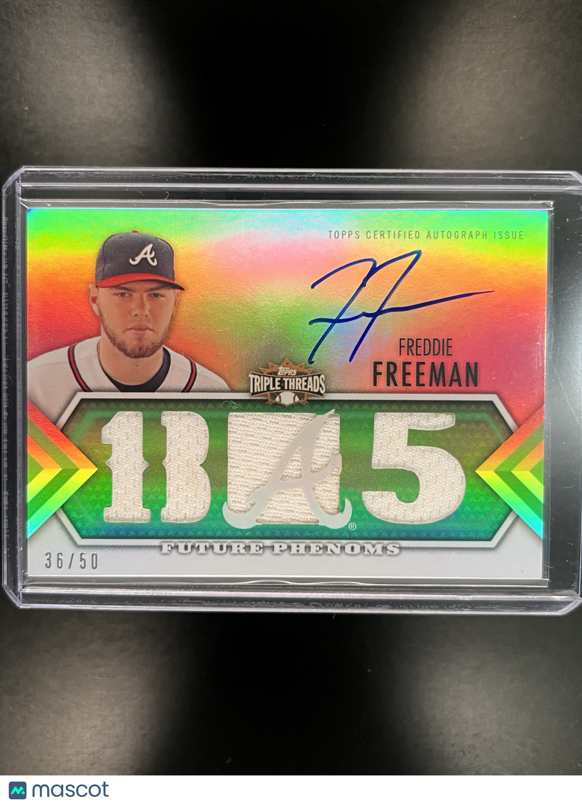 2012 Topps Triple Threads Freddie Freeman #150 Emerald Patch Auto /50
