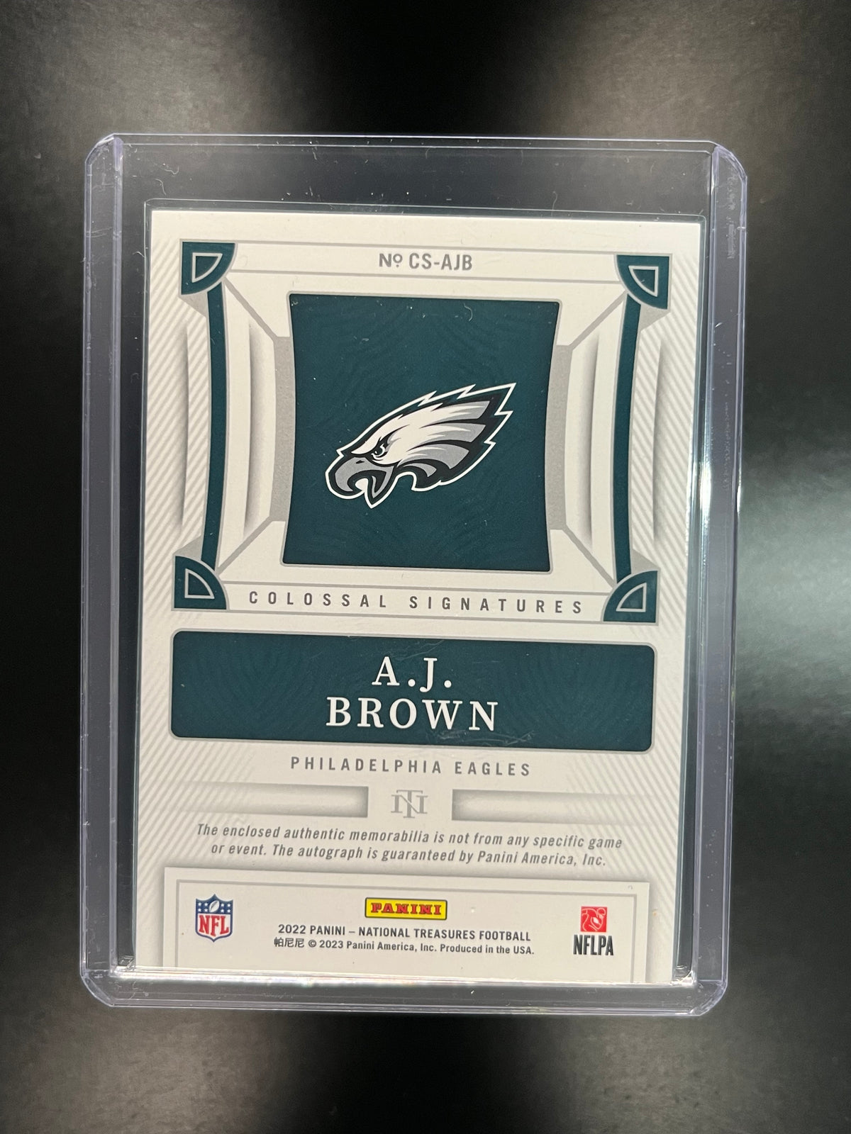 2023 Panini National Treasures A.J. Brown #CS-AJB Colossal Signatures /49