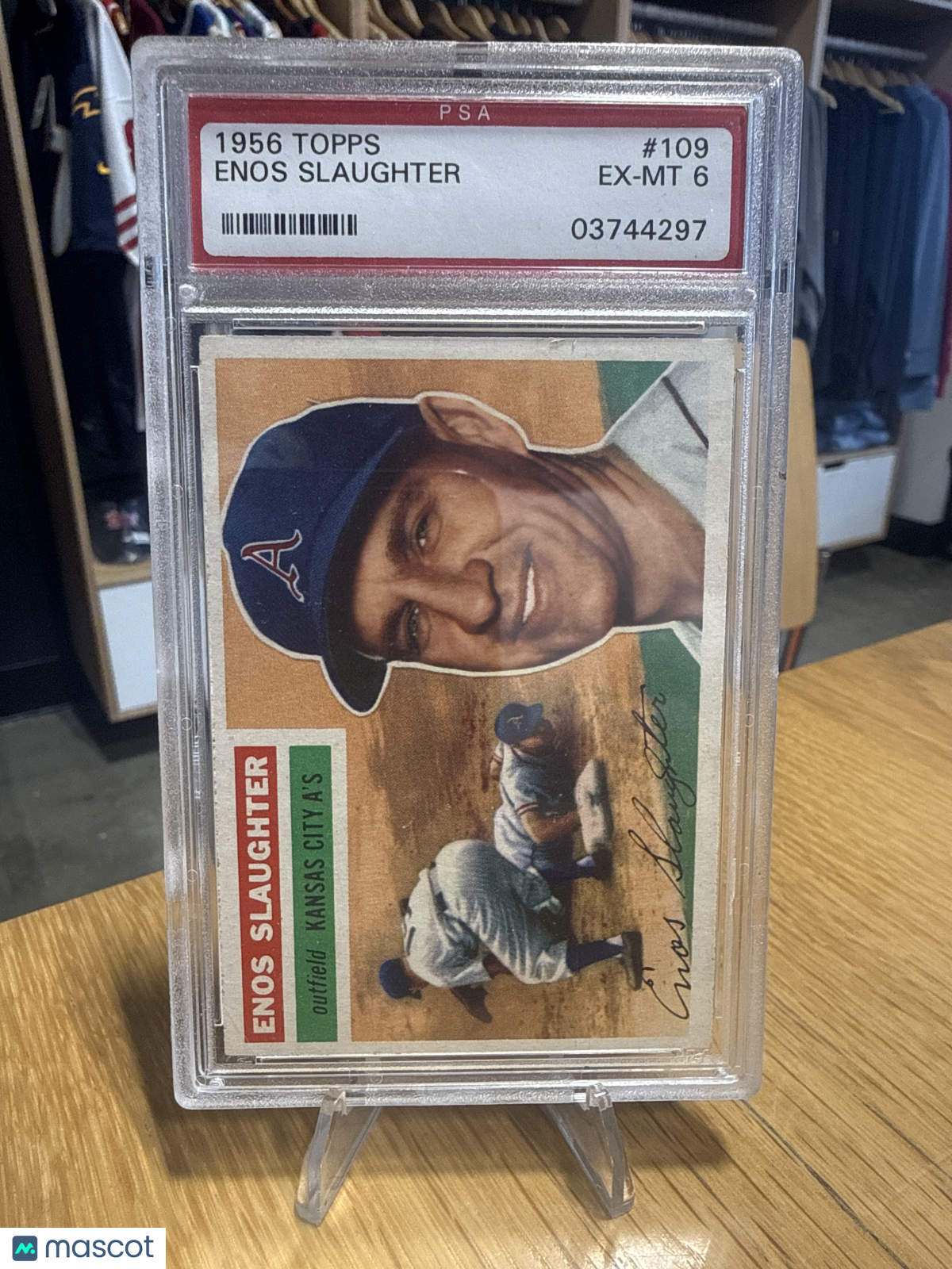 1956 Topps Enos Slaughter #109 Gray Back PSA 6