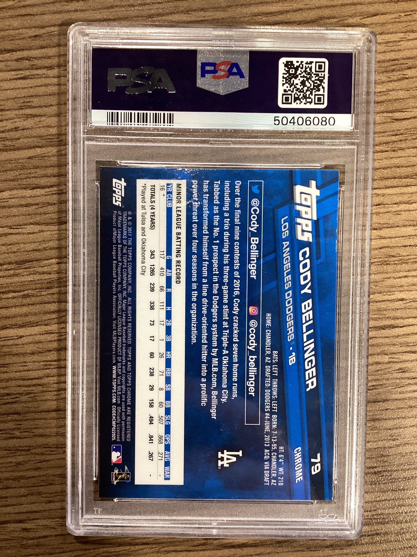 2017 Topps Chrome Cody Bellinger #79 Prism Refractor PSA 9