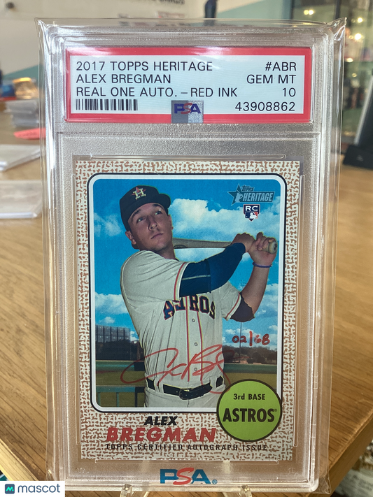 2017 Topps Heritage Real One Autographs Alex Bregman Autograph Red Ink PSA 10