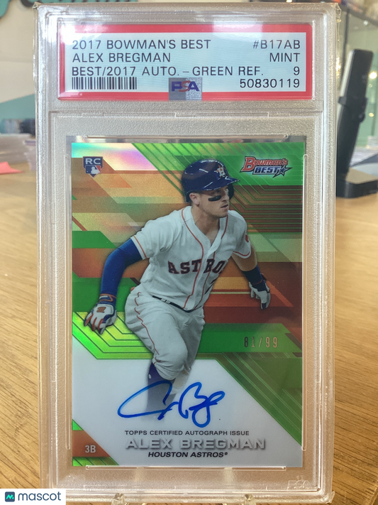 2017 Bowman's Best Best Of 2017 Autograph Alex Bregman Green Refractor PSA 9
