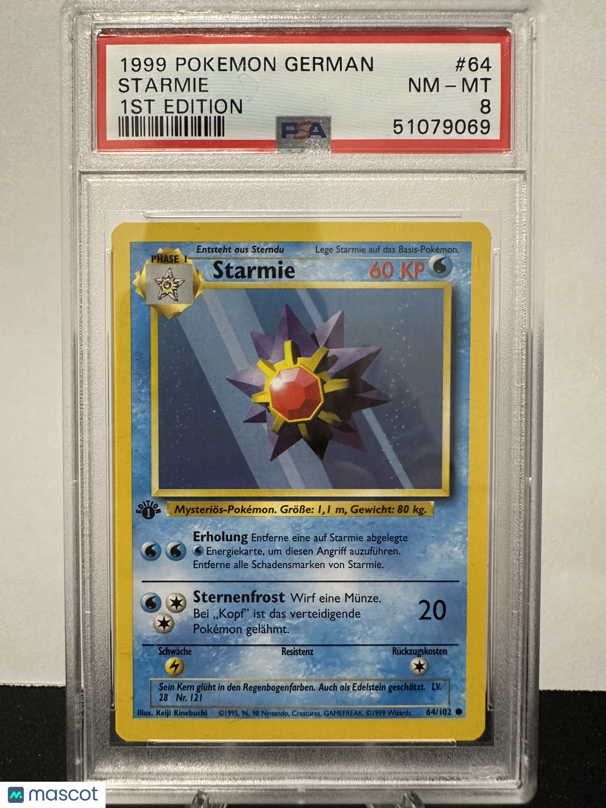 1999 Pokemon German Starmie German 1st Edition PSA 8 #64