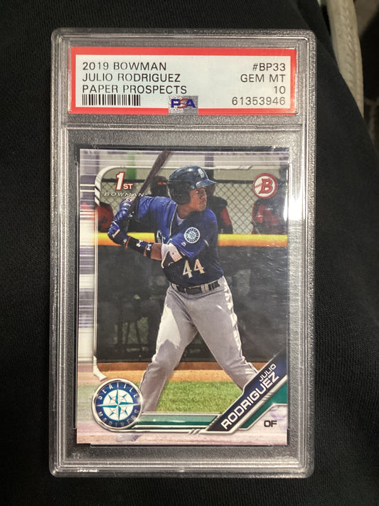 2019 Bowman Paper Prospects Julio Rodriguez #BP33 Paper Prospects PSA 10