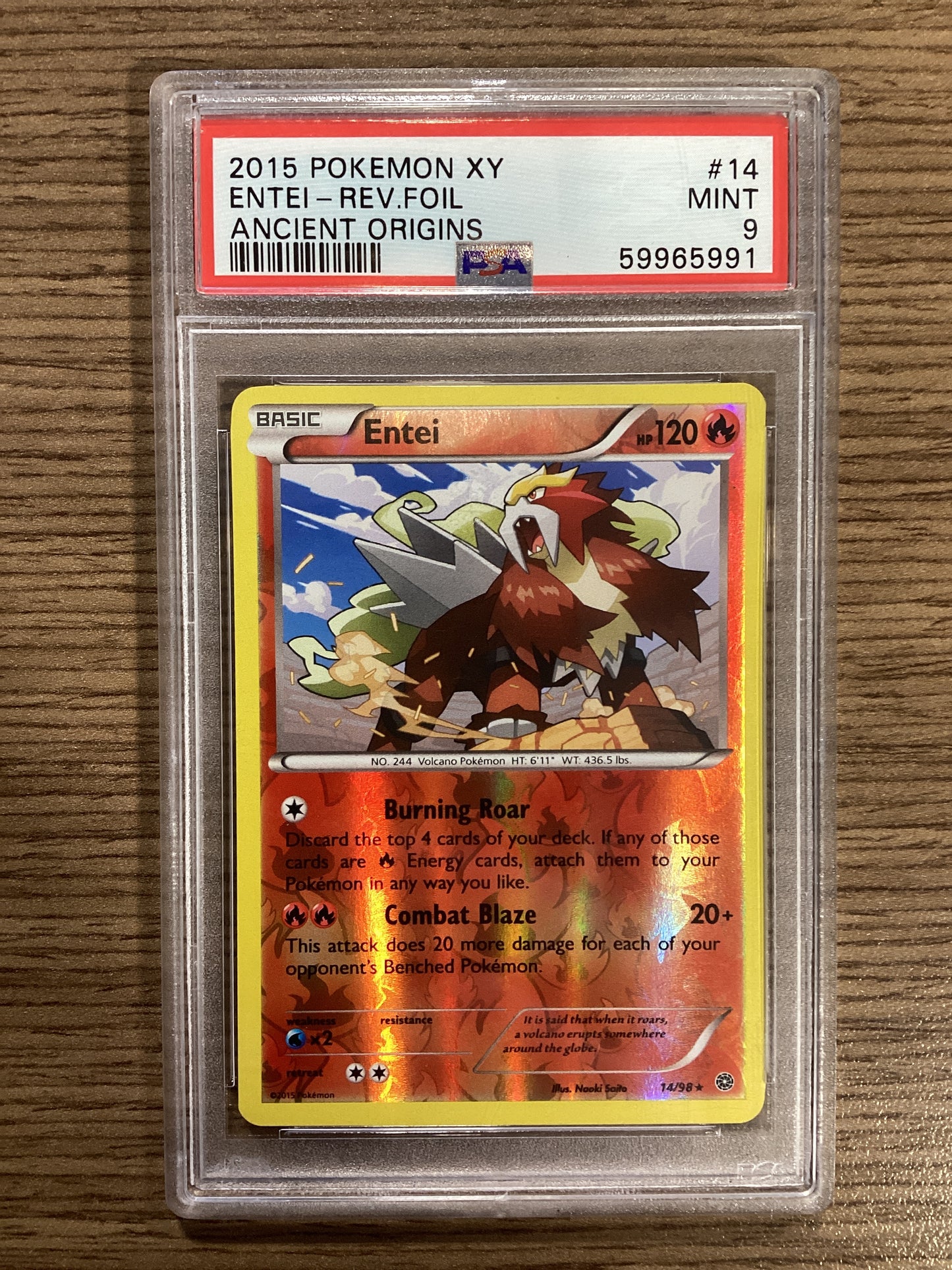 PokéMon TCG Entei-Rev. Foil #14 Ancient Origins PSA 9