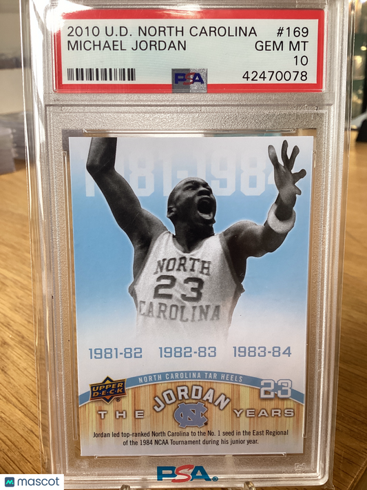 2010 Upper Deck North Carolina Michael Jordan #169 PSA 10