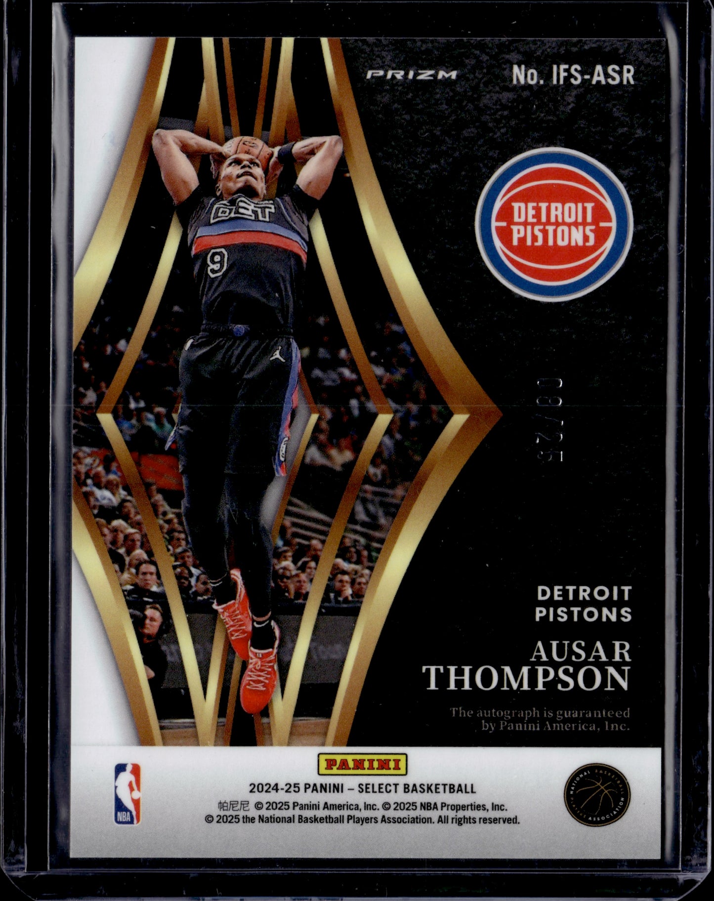 2024-25 Panini Select In Flight Ausar Thompson #IFS-ASR Autograph 08/25