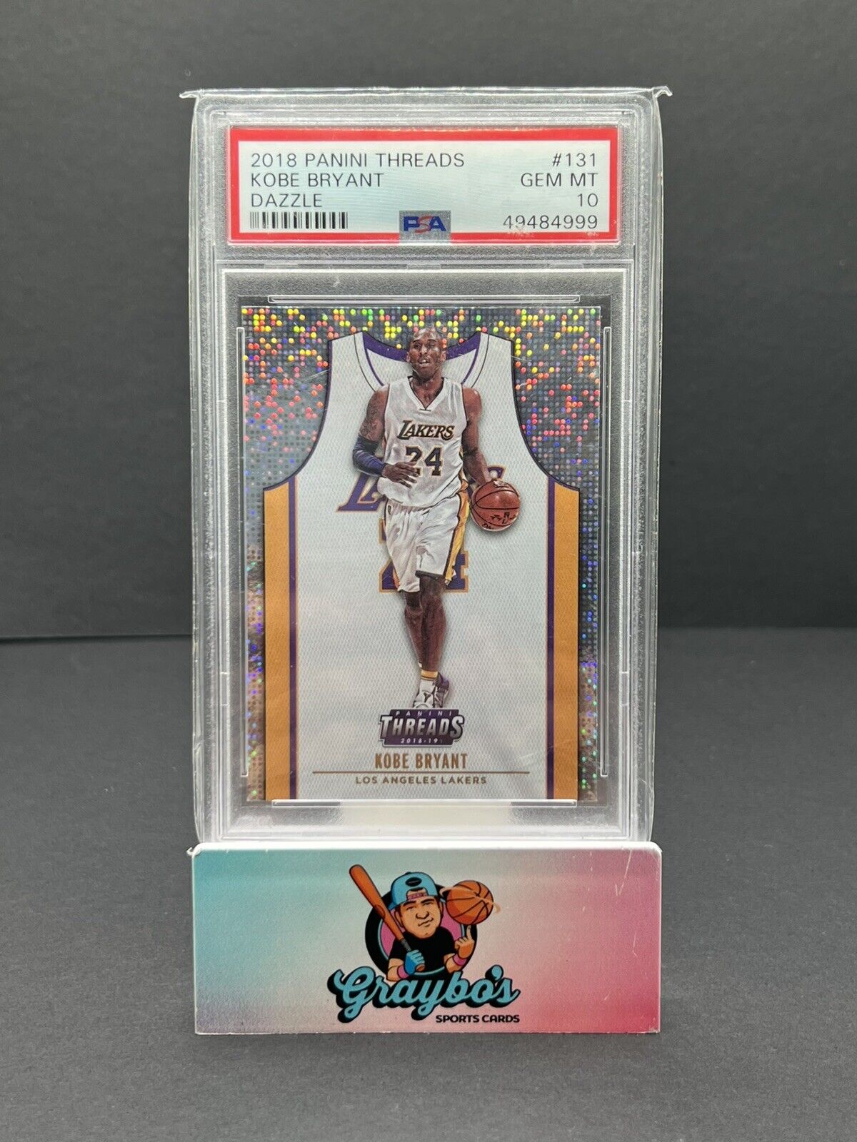 2018-19 Panini Threads Home Jersey #133 Kobe Bryant Dazzle SP PSA 10 Lakers