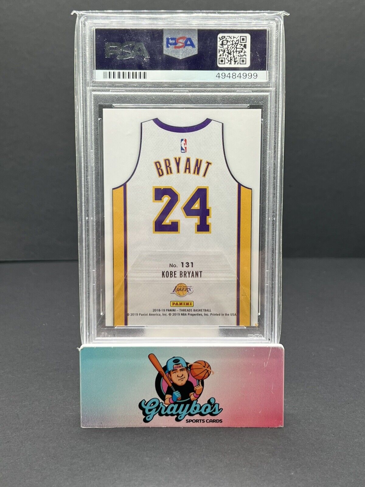 2018-19 Panini Threads Home Jersey #133 Kobe Bryant Dazzle SP PSA 10 Lakers