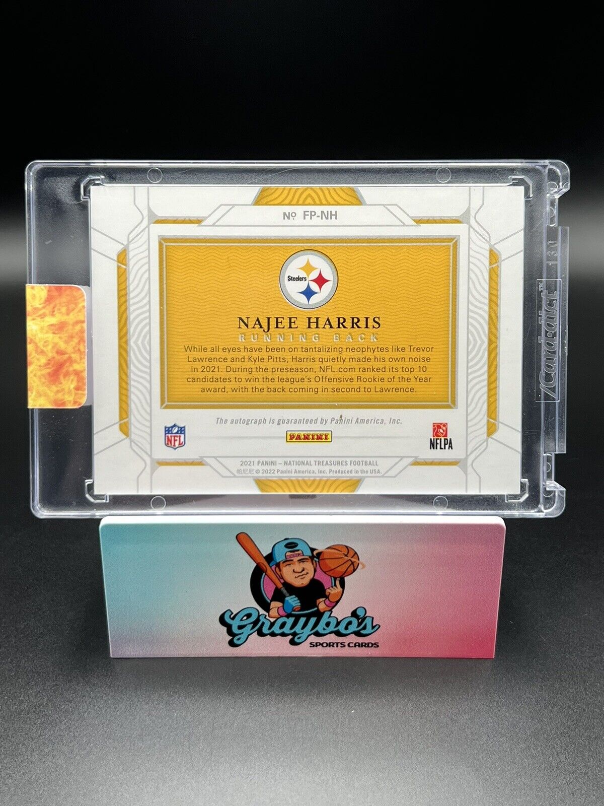 Najee Harris 2021 National Treasures Field Pass Gold Ink Auto RC FP-NH /99