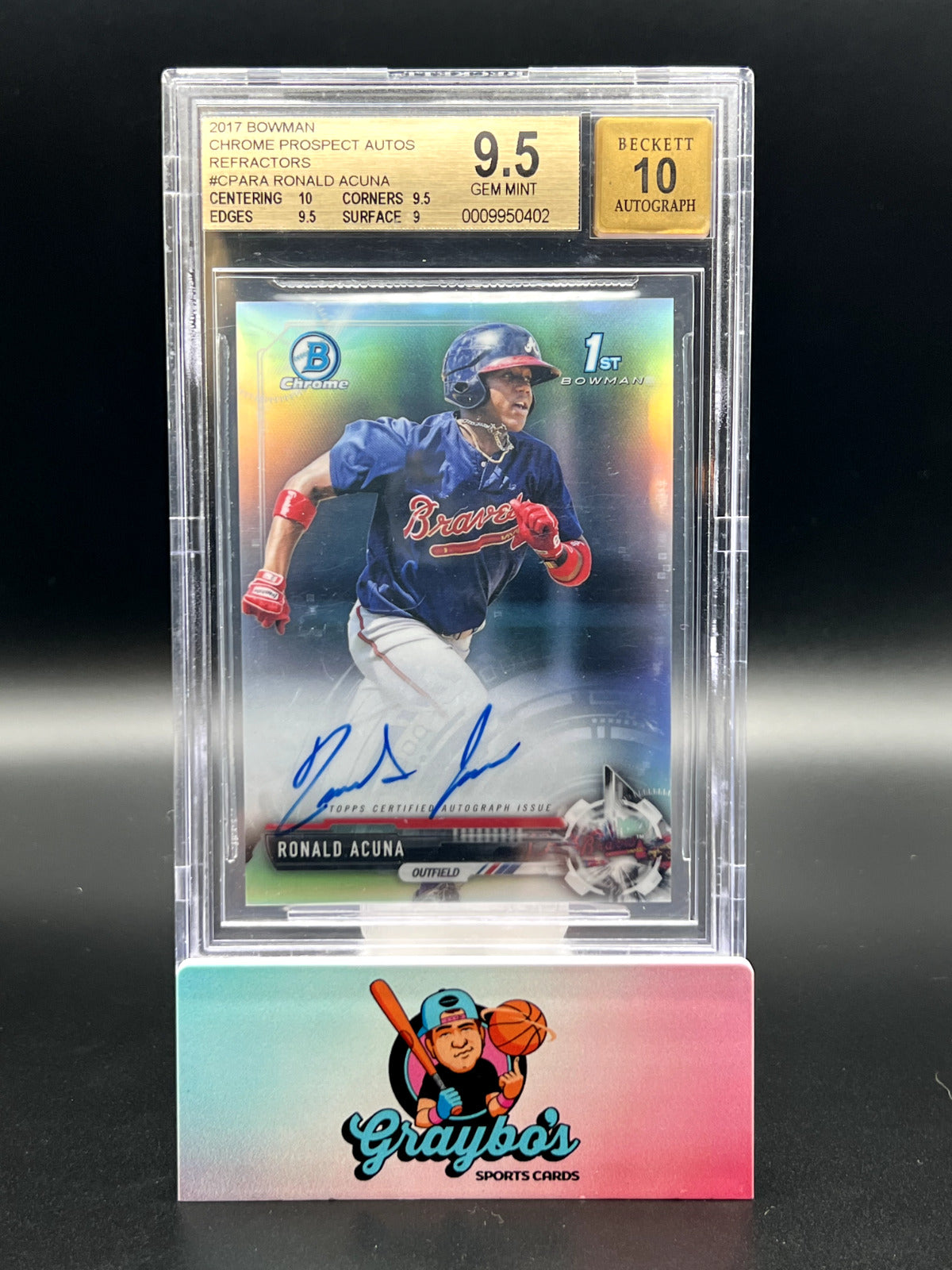 2017 Bowman Chrome Propspect Auto /499 Ronald Acuna Refractor BGS 9.5