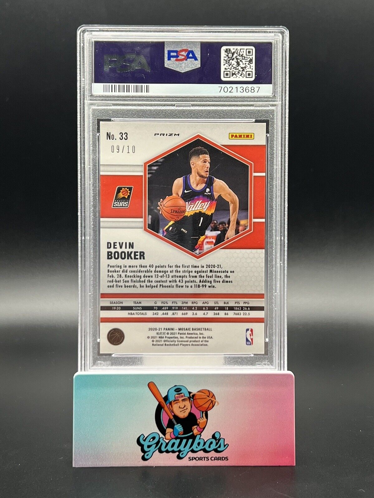 20/21 Panini Mosaic #33 Devin Booker Gold Fastbreak Disco Prizm /10 Suns PSA 10