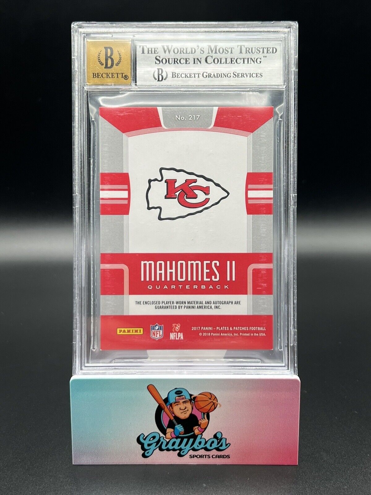 2017 Panini Plates & Patches Patrick Mahomes RPA Auto /10 BGS 8.5 Auto 10