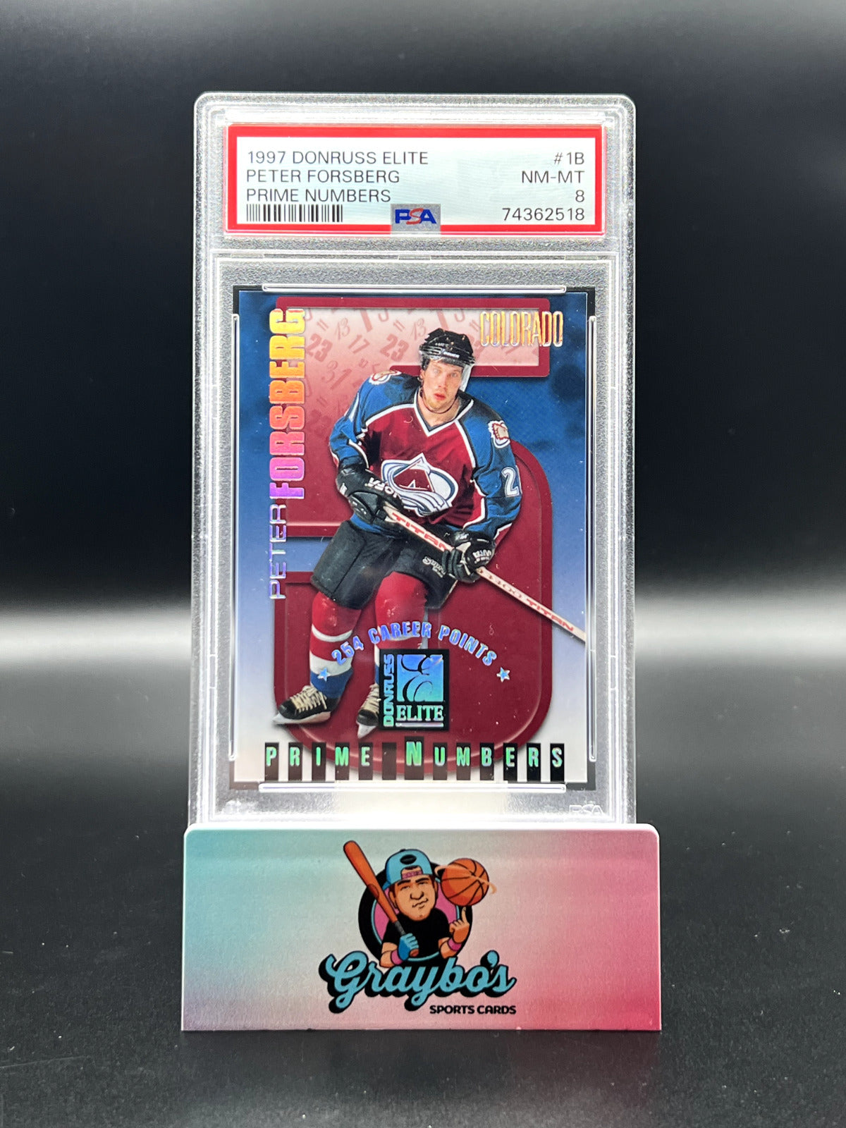 1997 Donruss Elite Peter Forsberg Prime Numbers /254 PSA 8