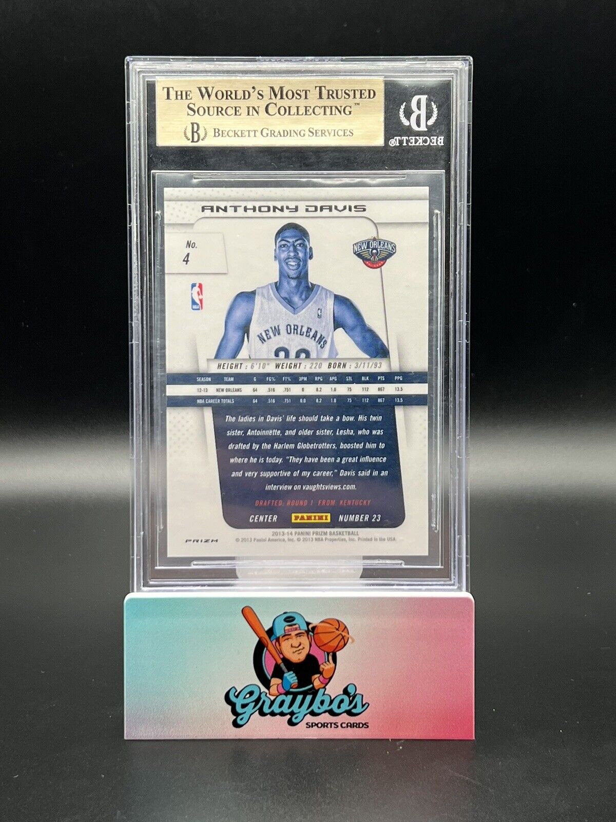 2013-14 Panini Prizm Anthony Davis Pelicans Silver Holo Graded BGS 10