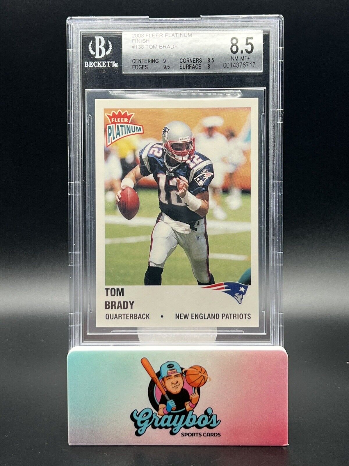 2003 Tom Brady Fleer Platinum /100 BGS 8.5