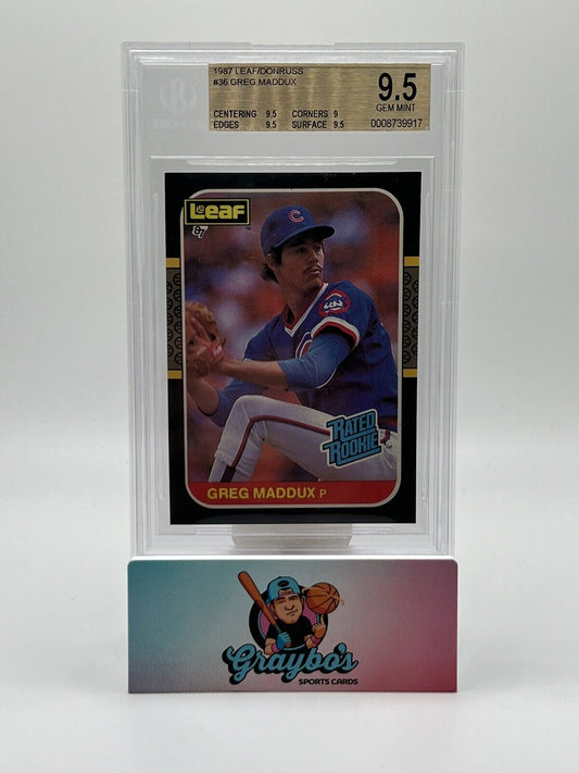 1987 Donruss Leaf #36 Greg Maddux Chicago Cubs RC Rookie BGS 9.5