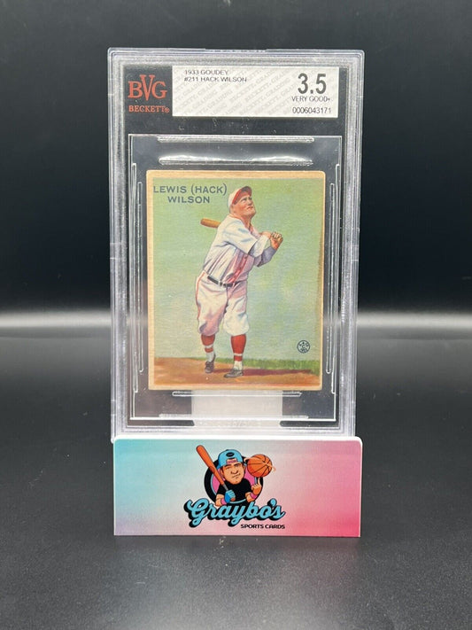 1933 Goudey #211 Hack Wilson Rookie Card BVG 3.5 VG