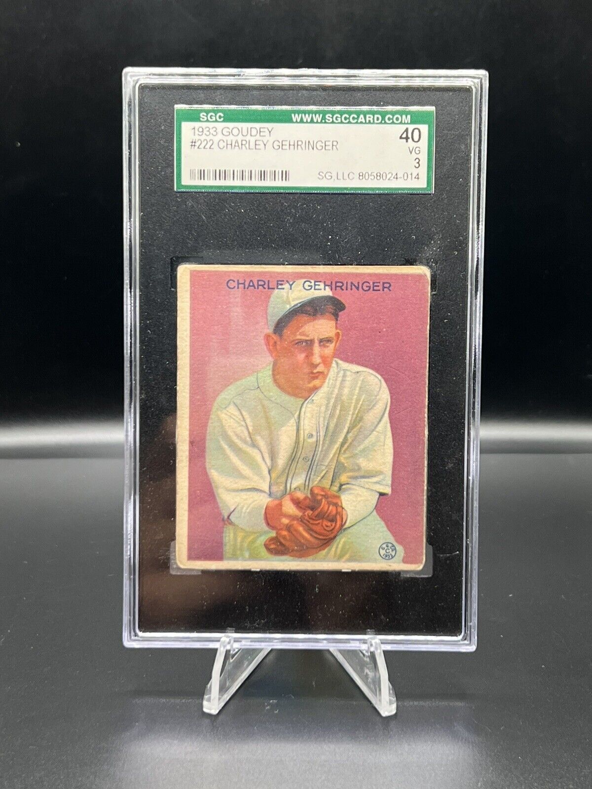 1933 Goudey Big League Chewing Gum R319 Charlie Gehringer #222 SGC 40 VG 3 HOF