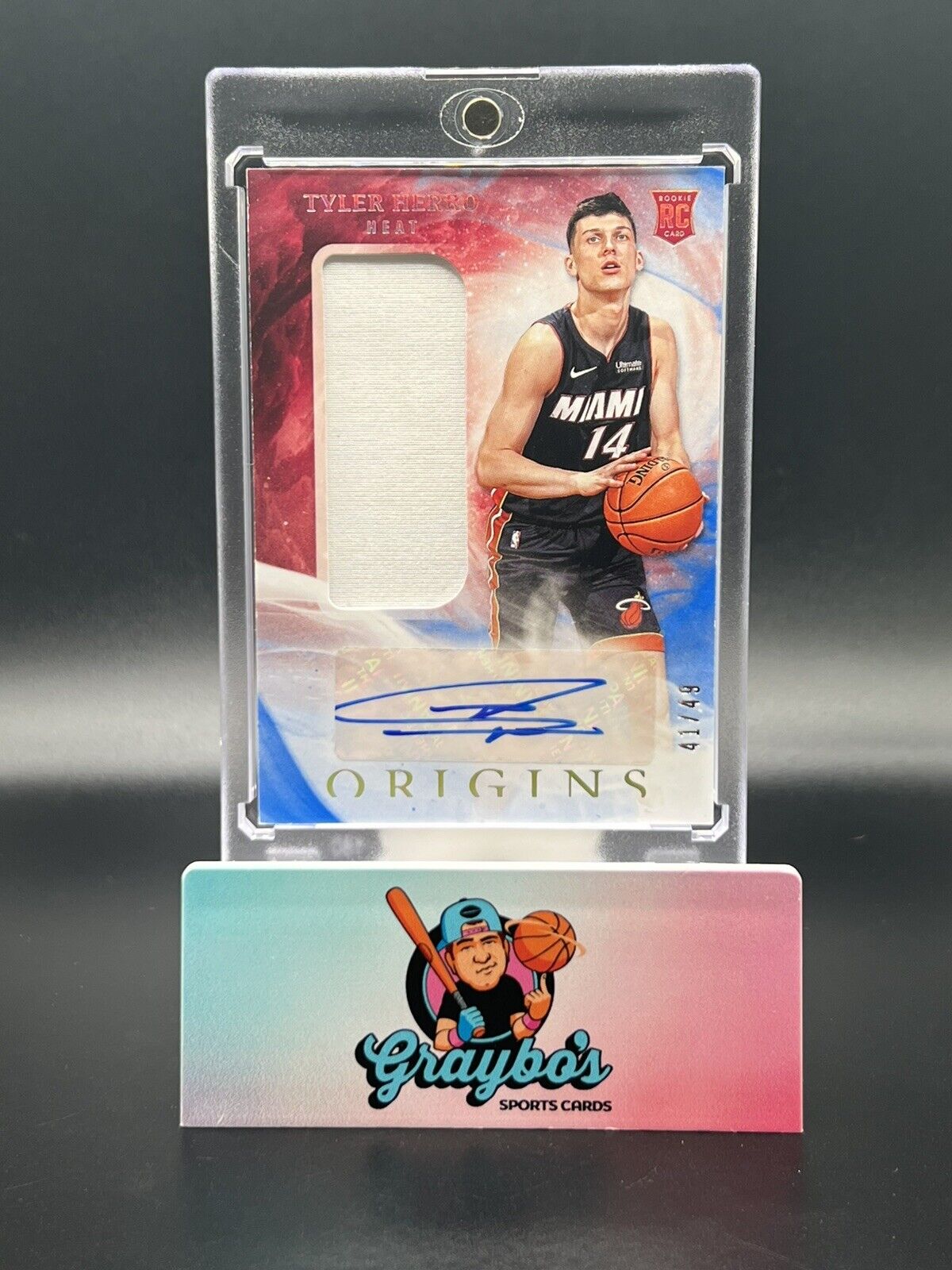 2019-20 Panini Origins Tyler Herro Blue Auto Jersey Patch Rookie Card /49 RPA