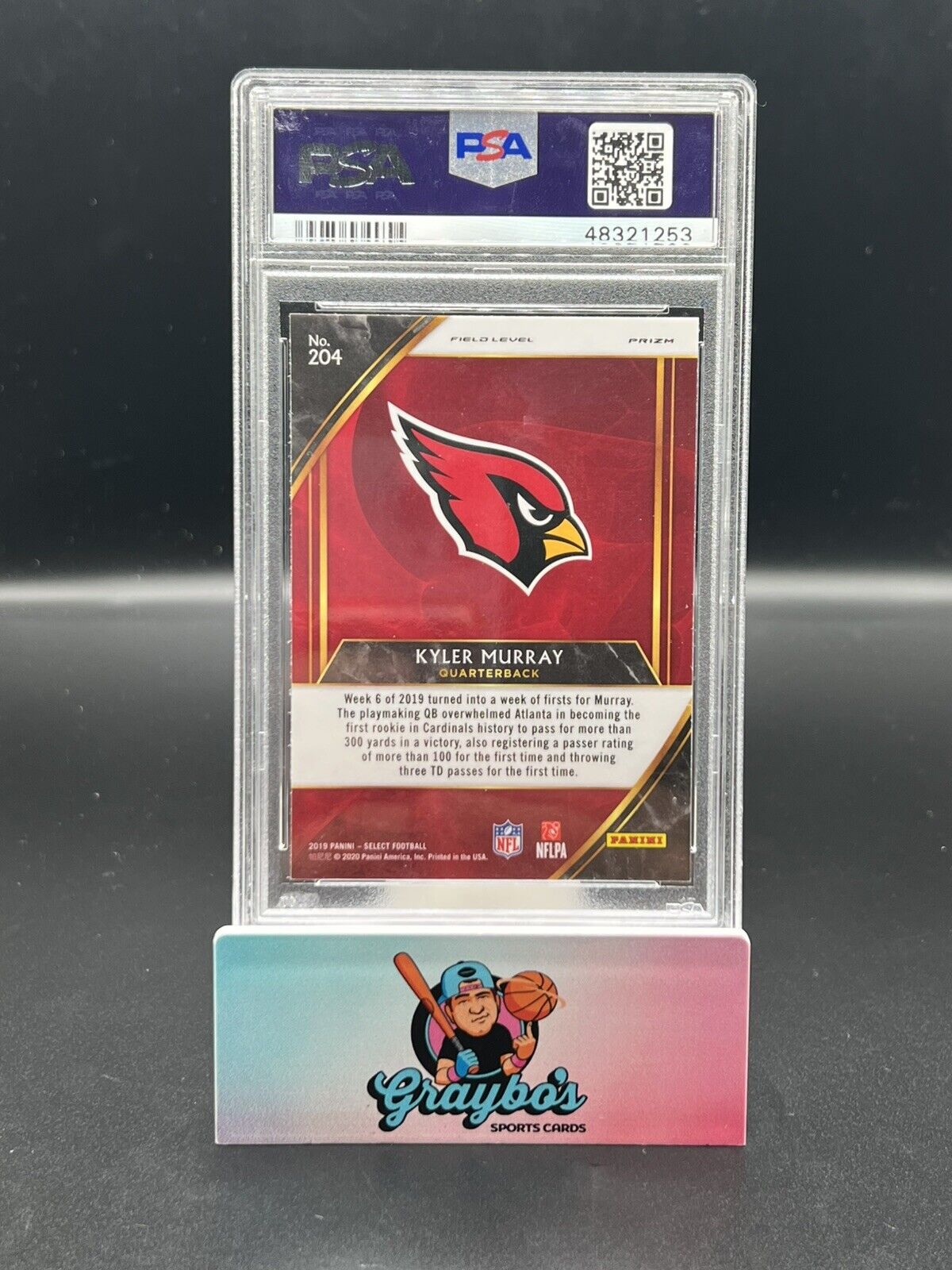 2019 Select Kyler Murray Field Level Silver Prizm Rookie RC 204 PSA 10 Cardinals