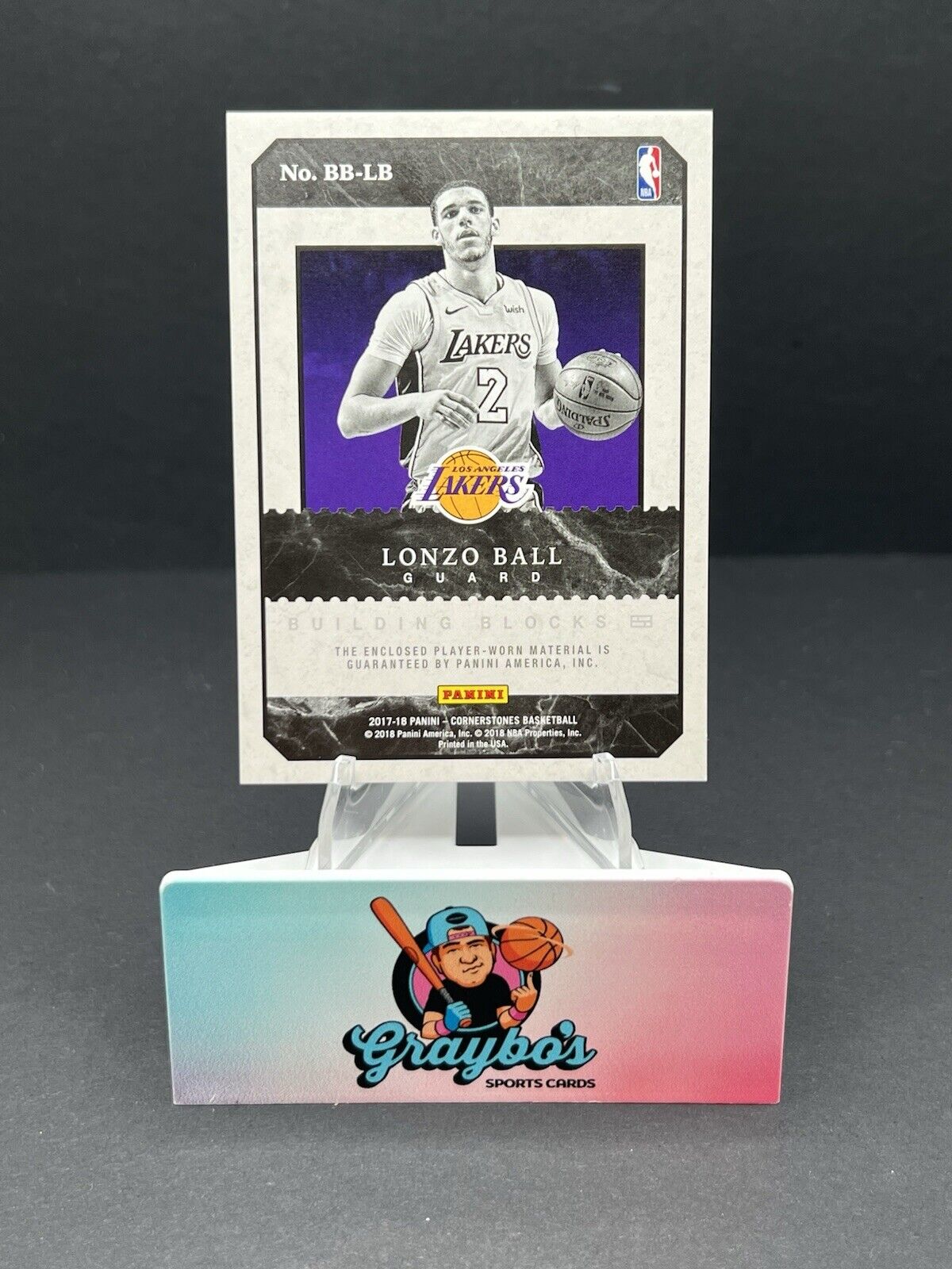 2017 Panini Cornerstones Building Blocks Memorabilia Lonzo Ball /10