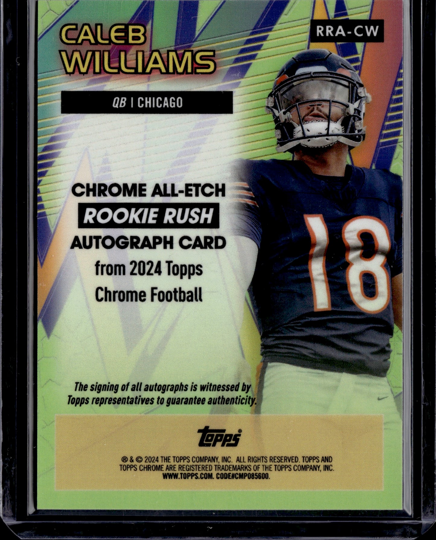 2024 Topps Chrome Rookie Rush All-Etch Caleb Williams #RRA-CW Autograph RC /75