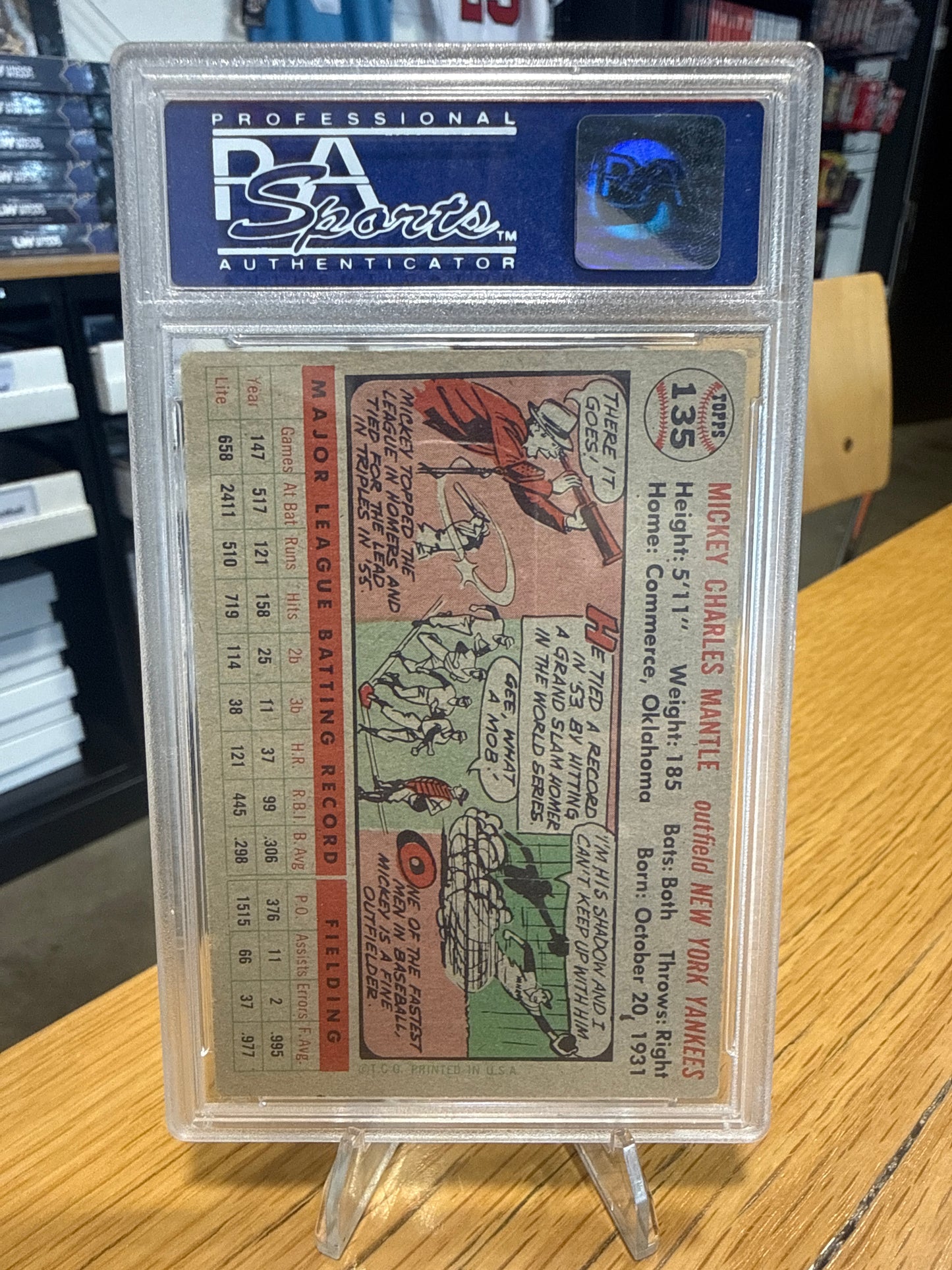 1956 Topps Mickey Mantle #135 Gray Back PSA 5