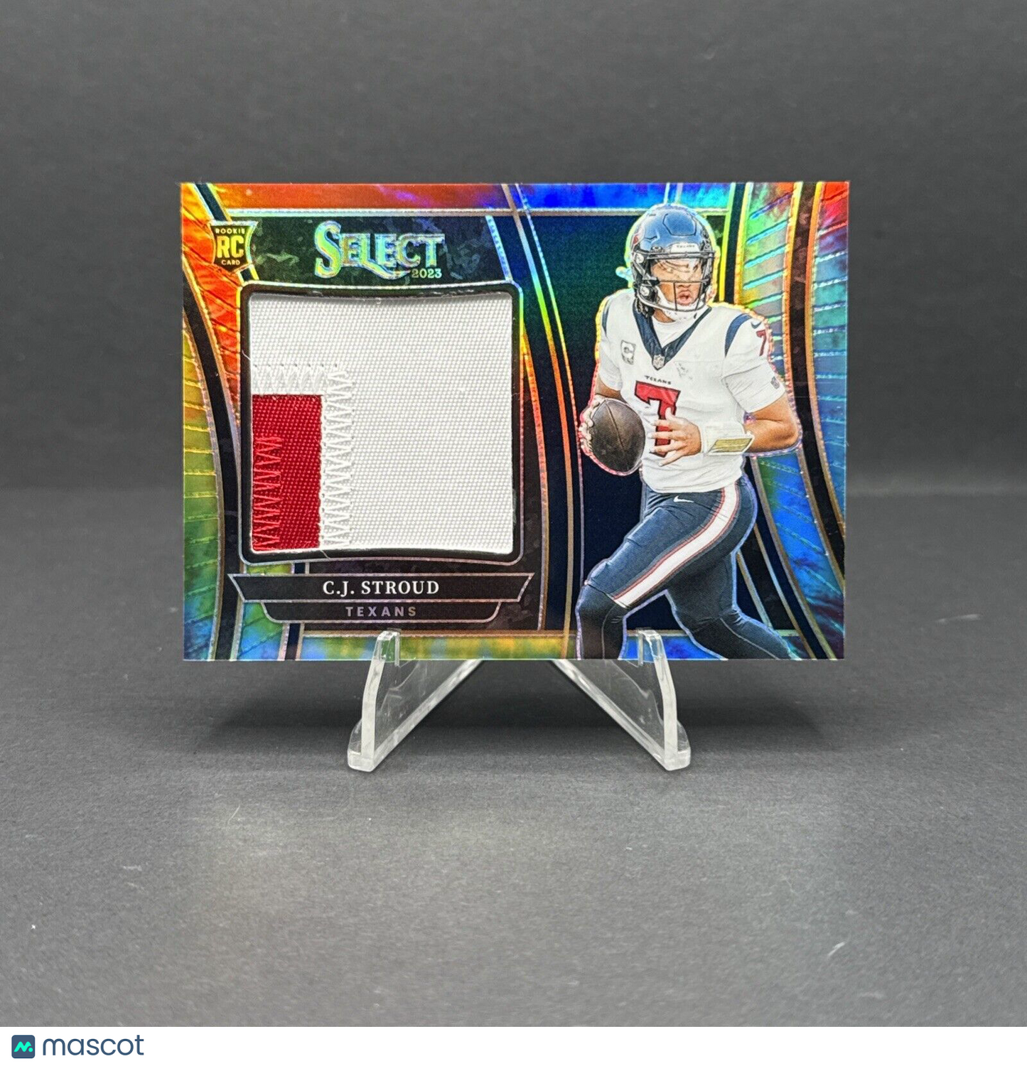 C.J. Stroud 2023 Panini Select #SWA-CST Jersey Patch Rookie Tie Dye Prizm /25
