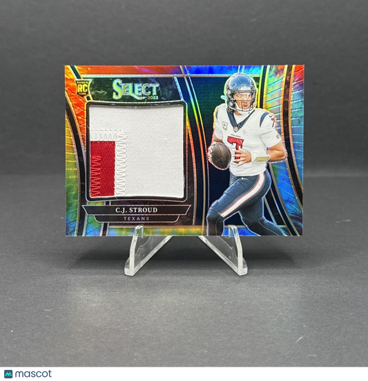 C.J. Stroud 2023 Panini Select #SWA-CST Jersey Patch Rookie Tie Dye Prizm /25
