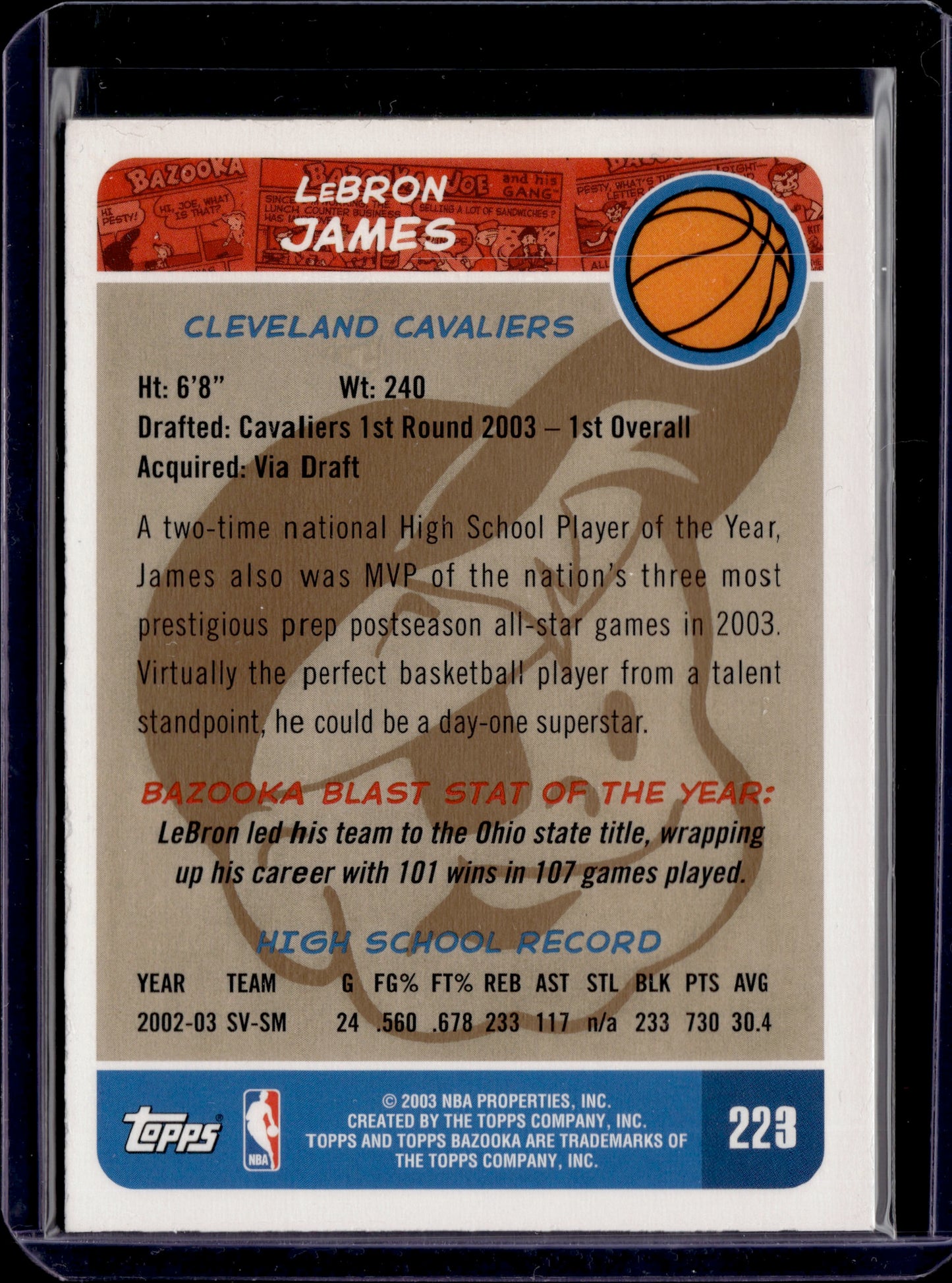 2003-04 Topps Bazooka LeBron James #223 SP