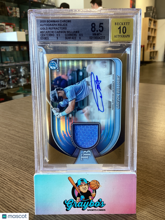 2025 Bowman Chrome Autograph Relics Gold Refractors Carson Williams BGS 8.5
