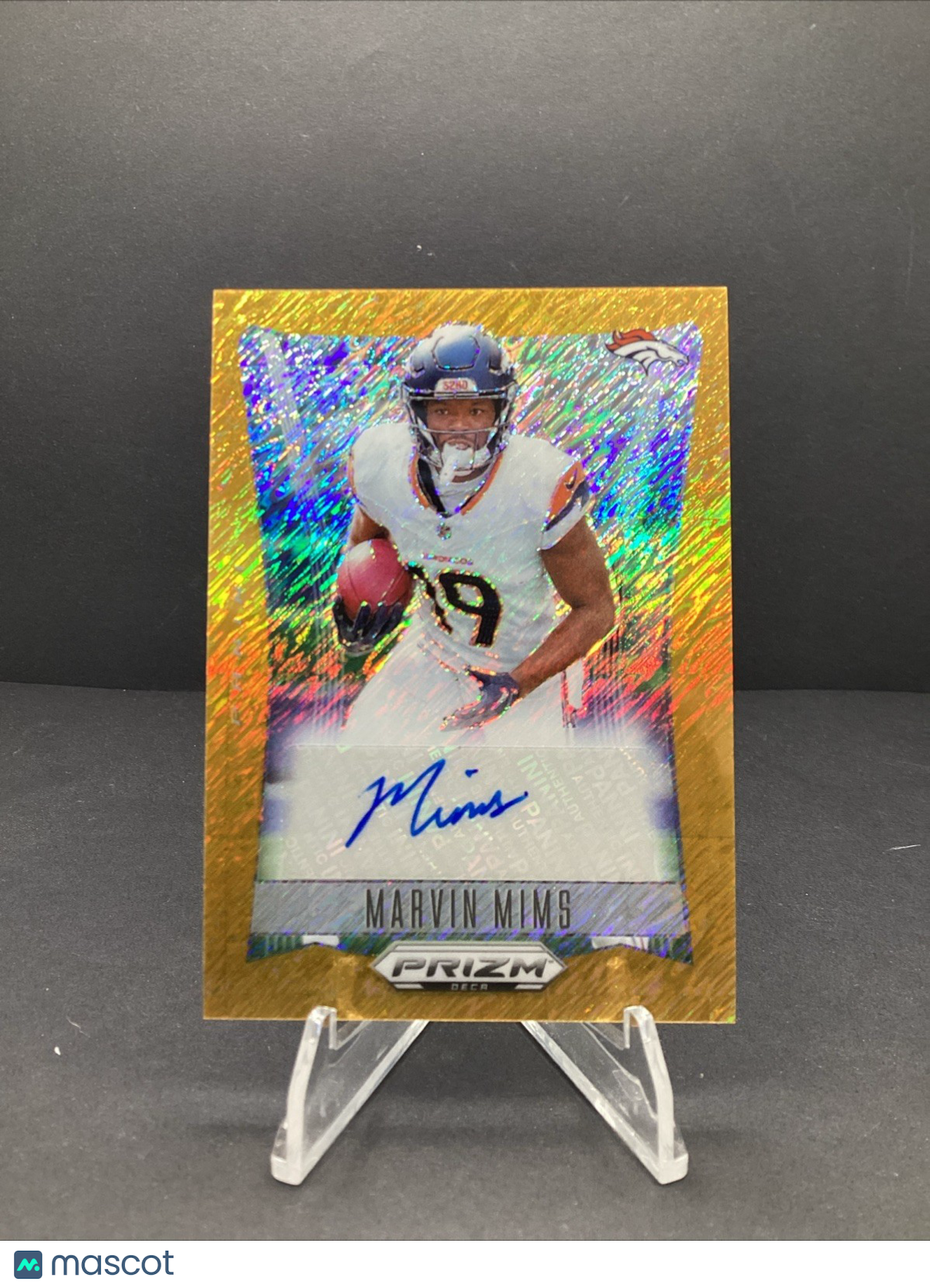 2024 Prizm Deca Marvin Mims Gold Shimmer Auto /10 Denver Broncos