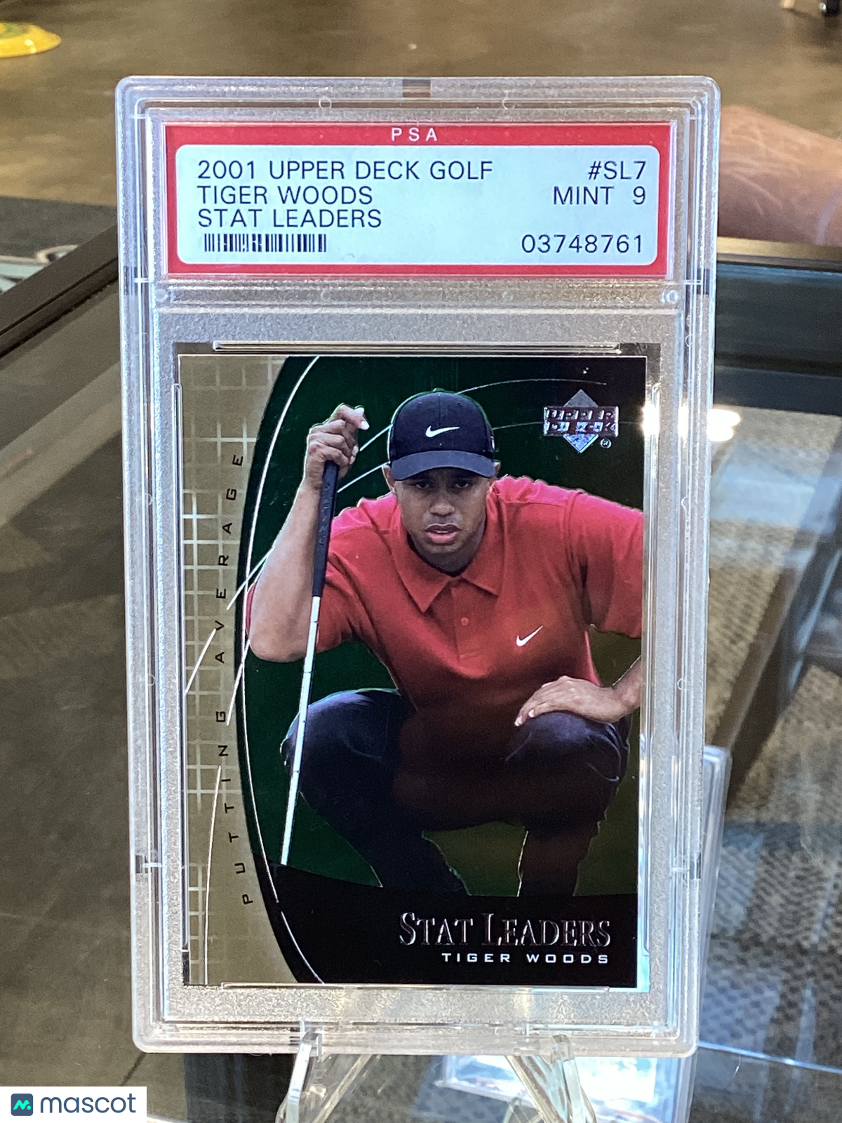 2001 Upper Deck Stat Leaders Tiger Woods #SL7 PSA 9