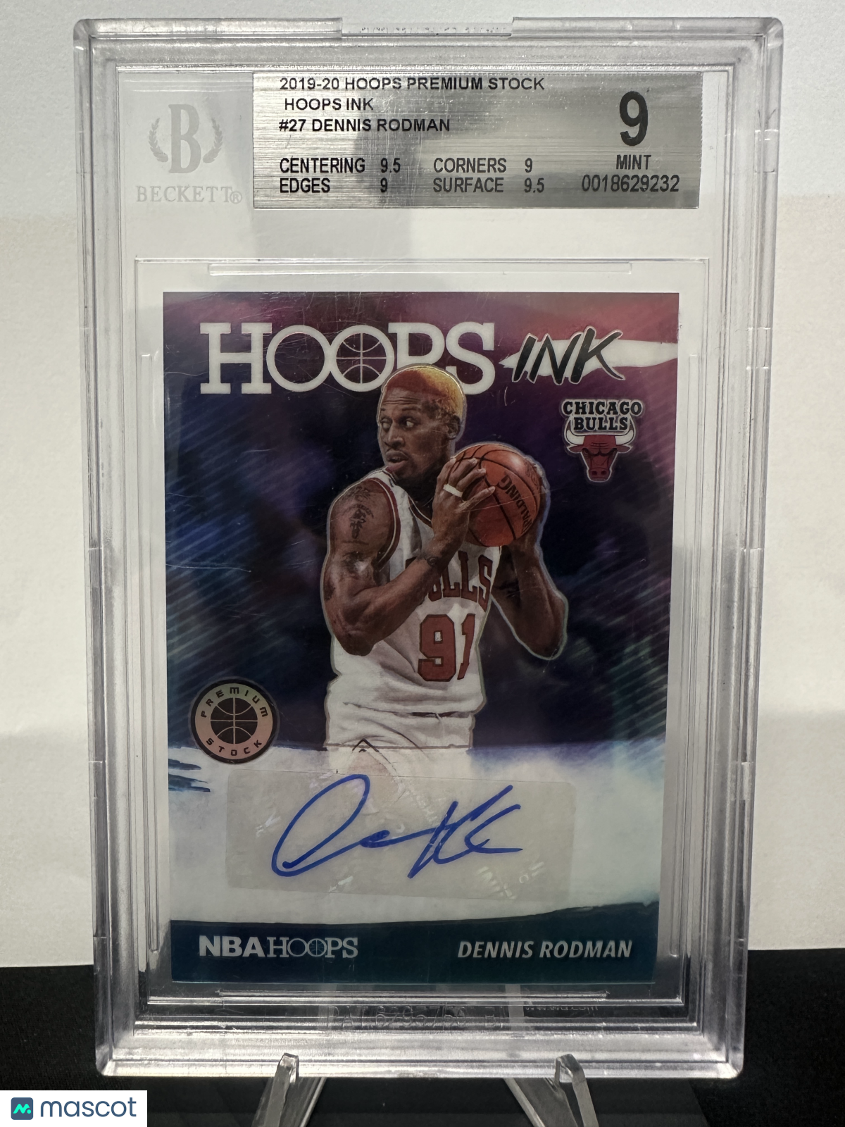 2019 Hoops Premium Stock Hoops Ink Dennis Rodman #27 BGS 9