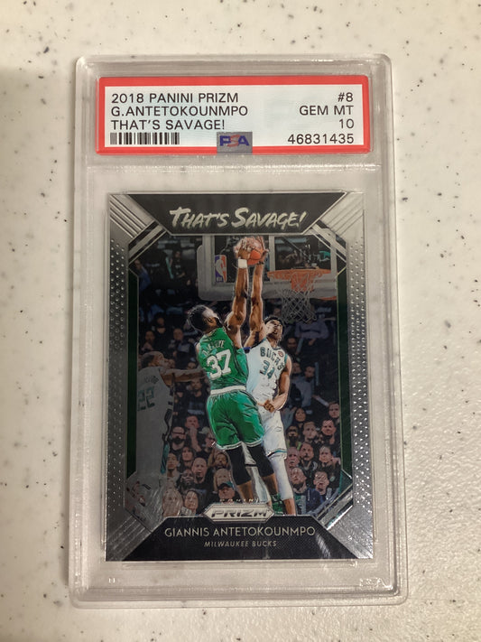 2018 Panini Prizm That's Savage! G. Antetokounmpo #8 That's Savage! PSA 10