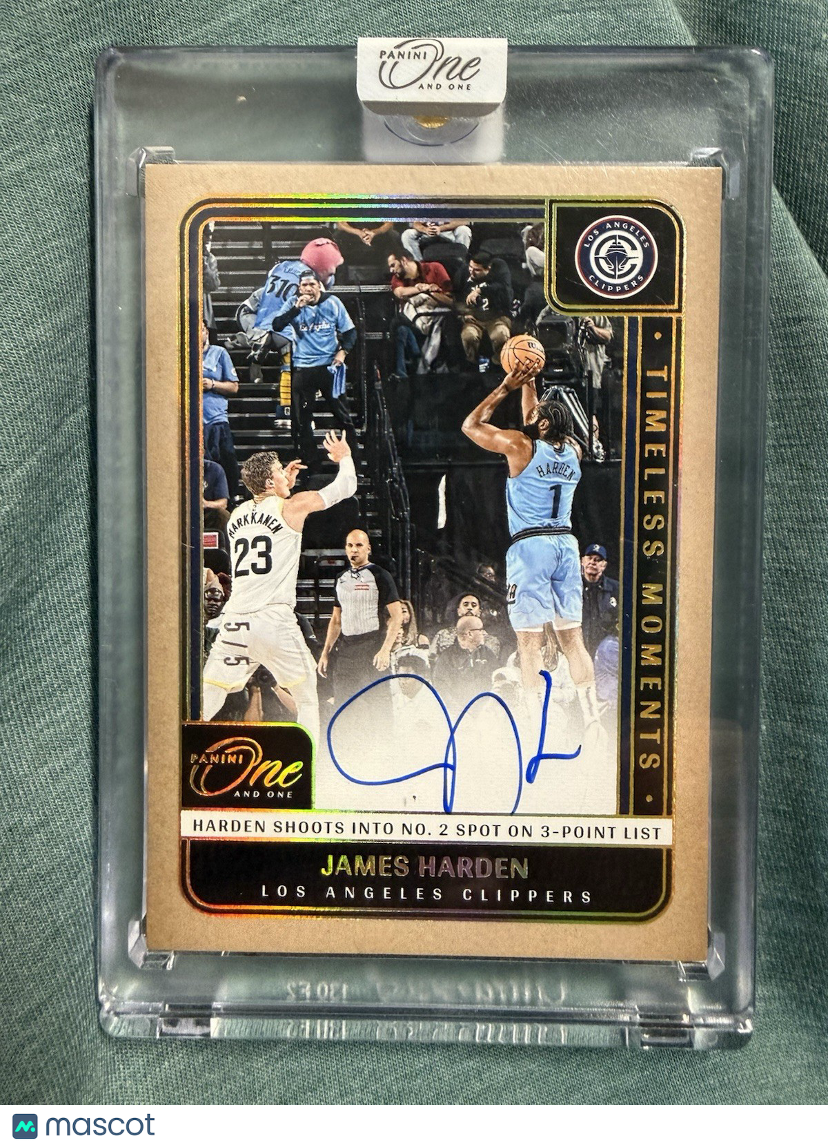 2024-25 Panini One and One James Harden Timeless Moments Auto Gold /5 Clippers