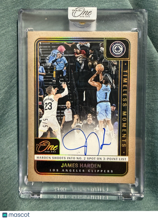2024-25 Panini One and One James Harden Timeless Moments Auto Gold /5 Clippers