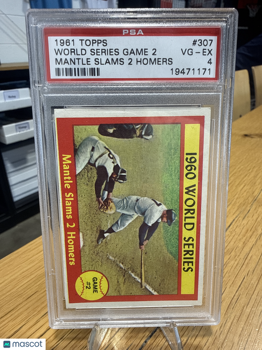 1961 Topps World Series Game 2 #307 Mantle Slams 2 Homers PSA 4