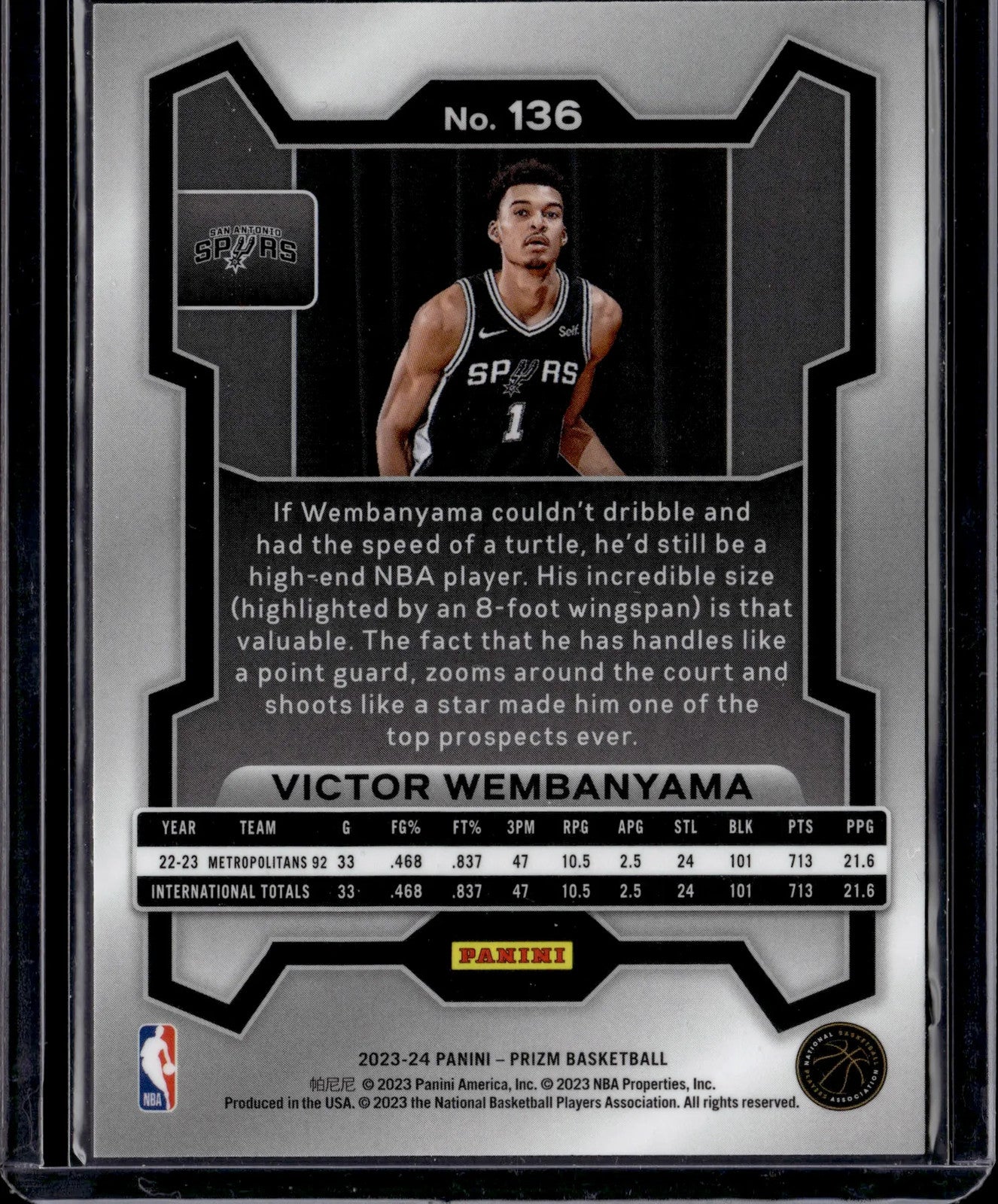 2023 Panini Prizm Victor Wembanyama #136 RC