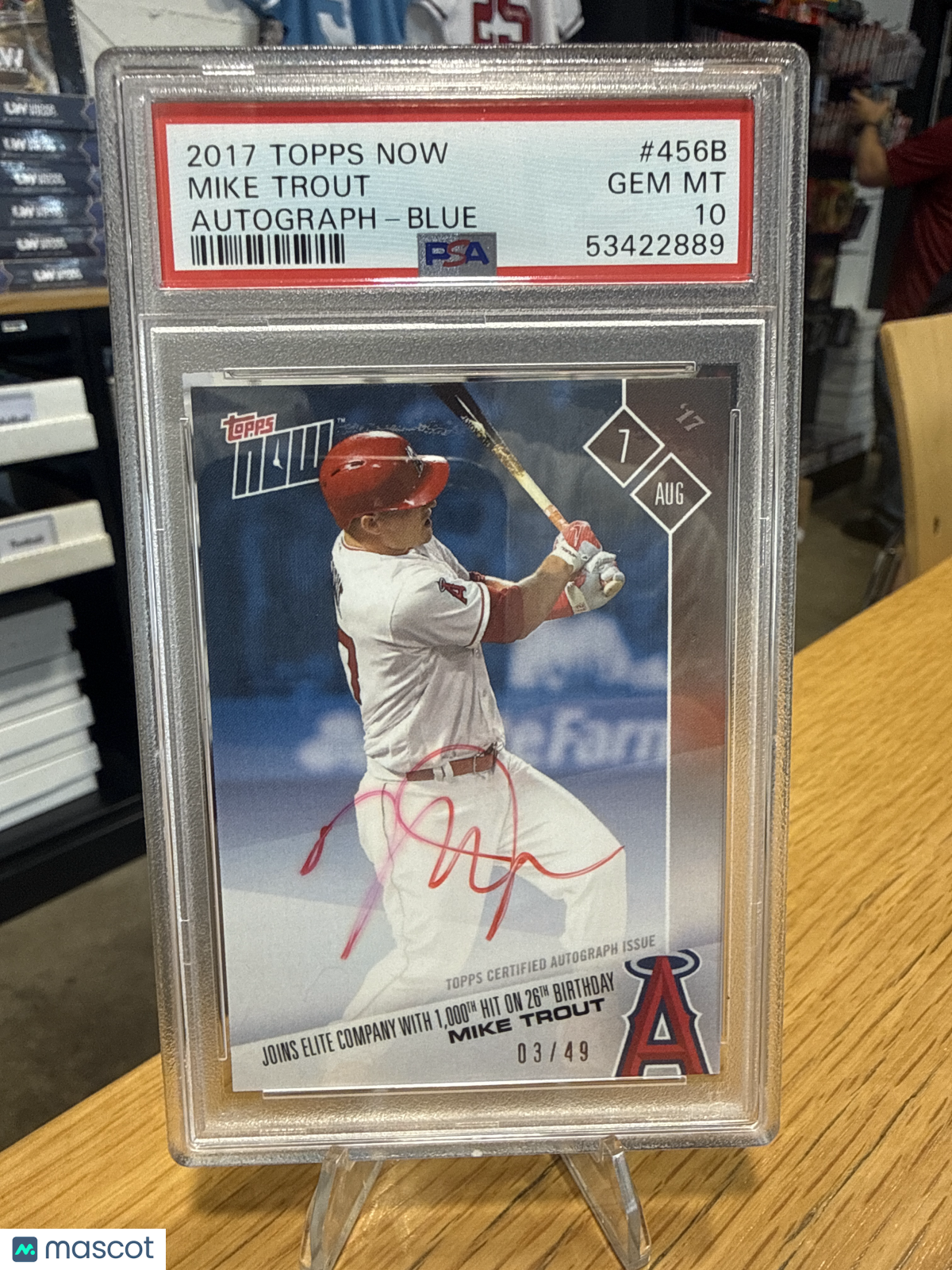 2017 Topps Now Mike Trout #456B Autograph Blue PSA 10