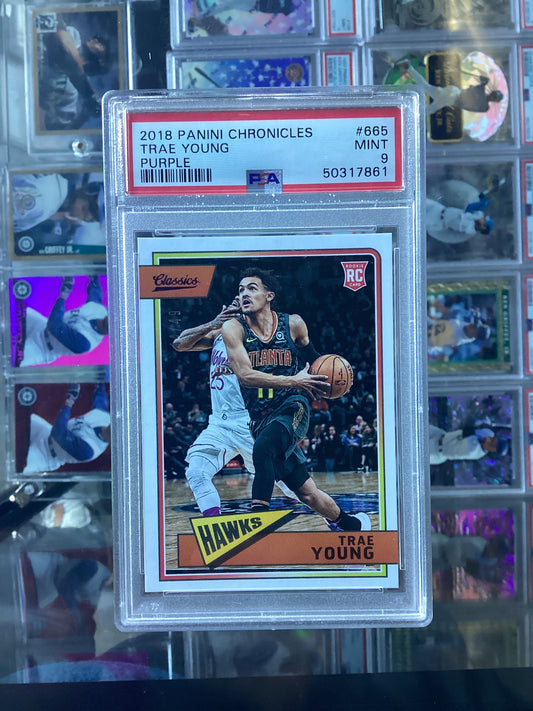 2018 Panini Chronicles Trae Young #665 Purple PSA 9