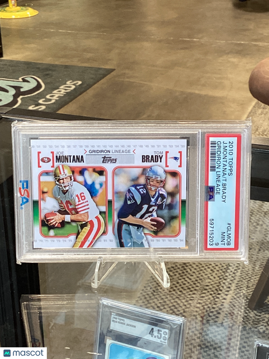 2010 Topps Gridiron Lineage T. Brady J. Montana #GLMOB PSA 9