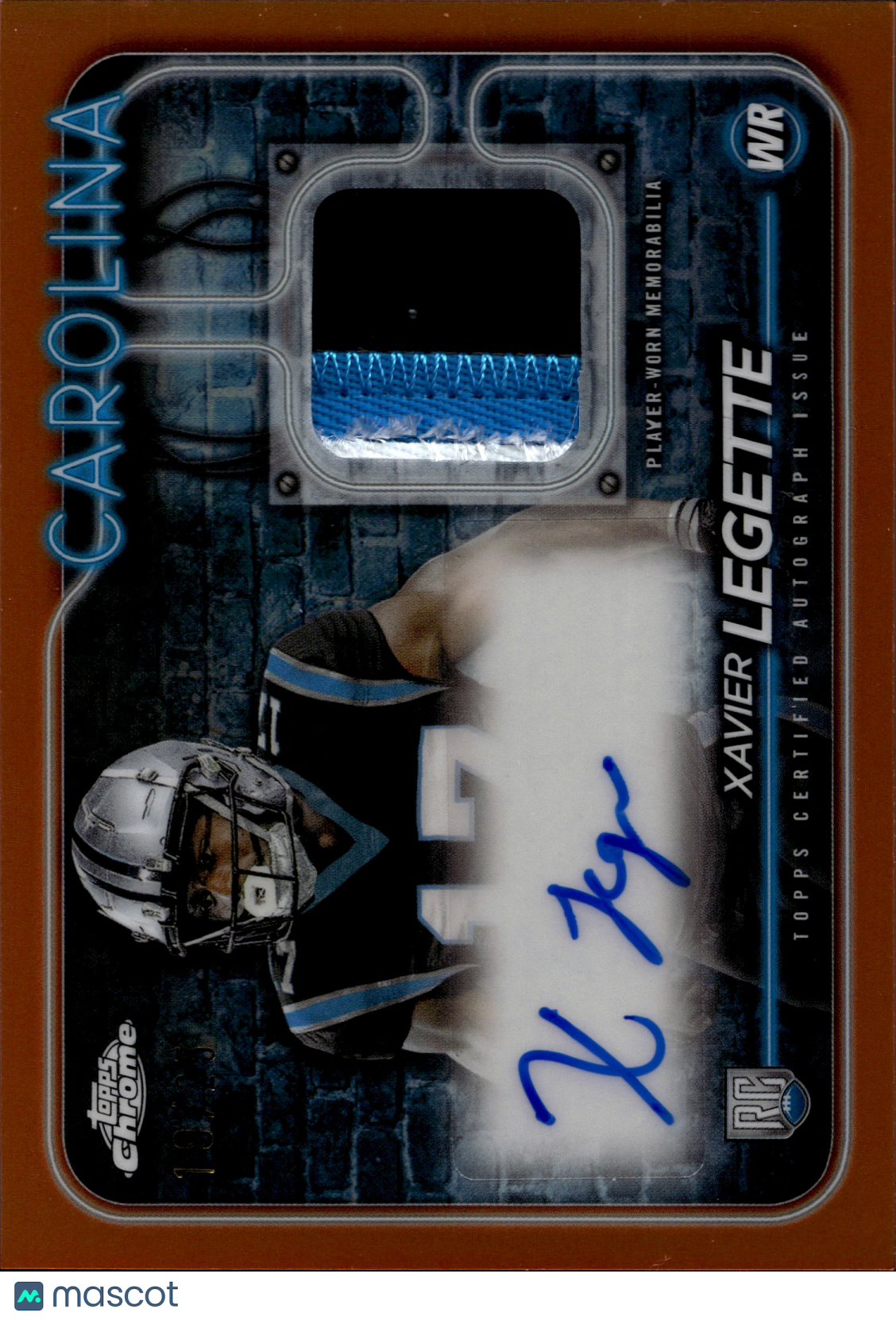 2024 Topps Chrome Football Xavier Legette #CPA-XL ROOKIE PATCH Orange AUTO /25