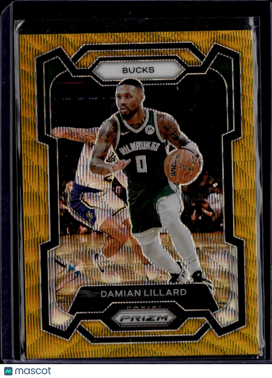 2023-24 Panini Prizm Basketball Damian Lillard #35 Gold Wave 06/10
