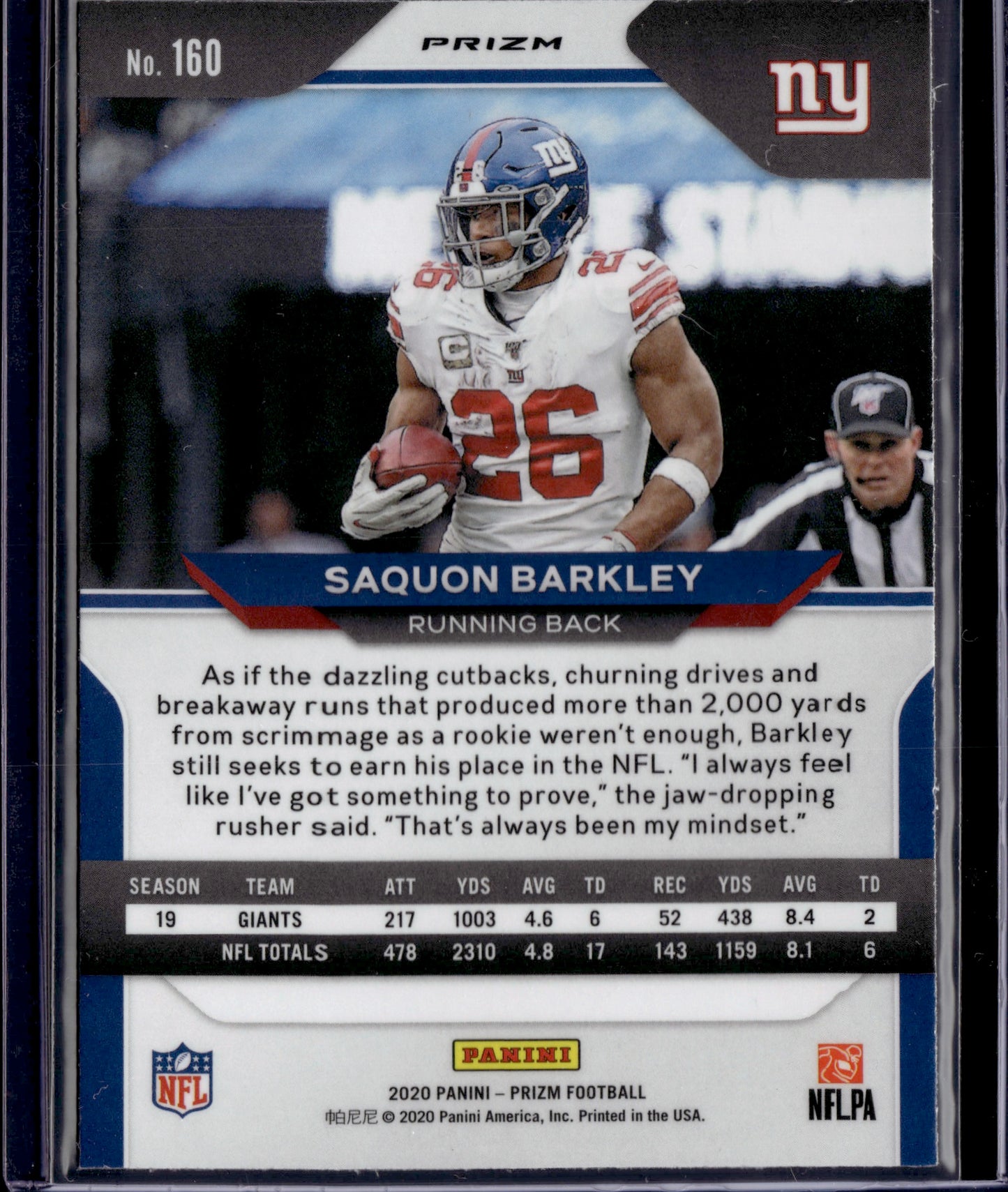 2020 Panini Prizm Saquon Barkley #160 Sparkle Pack SSP